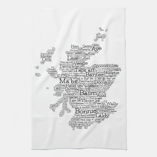 Scottish Slang Word Map Serviette de cuisine (Vertical)