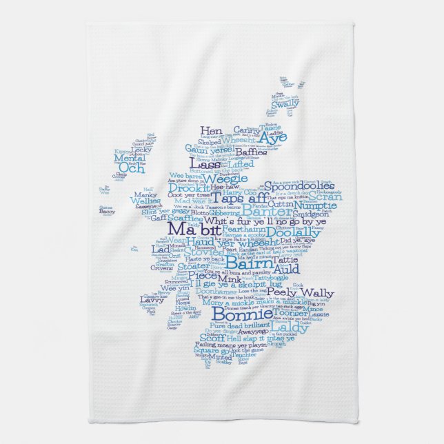 Scottish Slang Word Map Serviette de cuisine (Vertical)