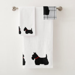 Scottish Terrier/collier rouge/blanc - plaid gris