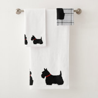 Scottish Terrier/collier rouge/blanc - plaid gris 