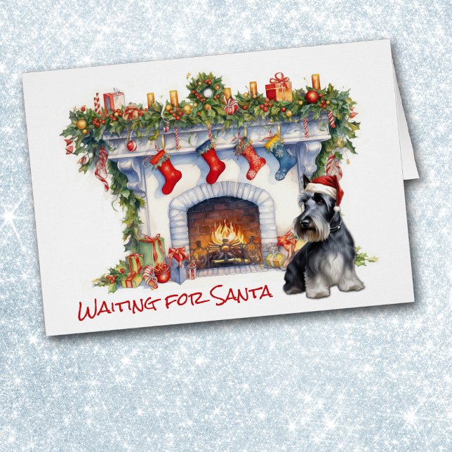 Scottish Terrier Dog attend la cheminée Père Noël (Créateur téléchargé)