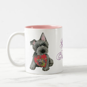 Scottish Terrier Heart Mom Mug à café à deux tons