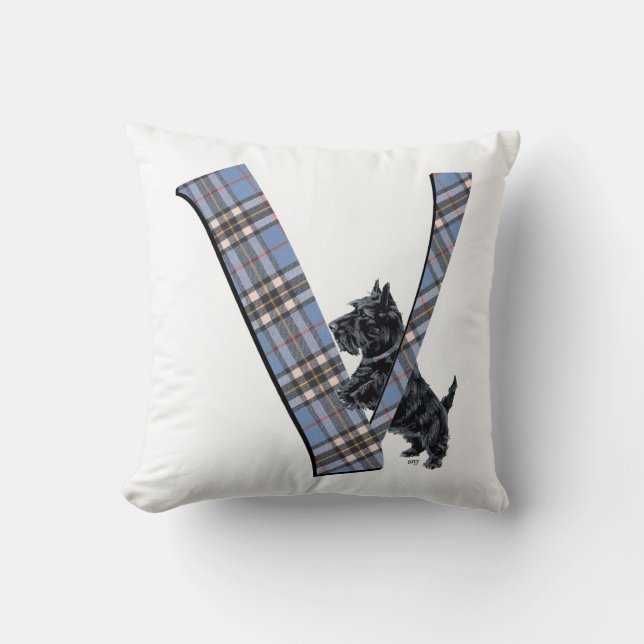 Scottish Terrier Monogram V Coussin (Recto)