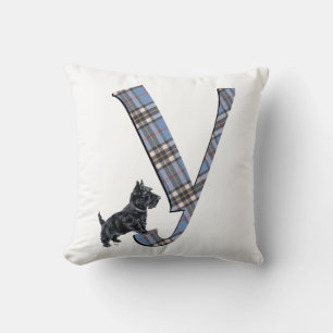 Scottish Terrier Monogram Y Coussin