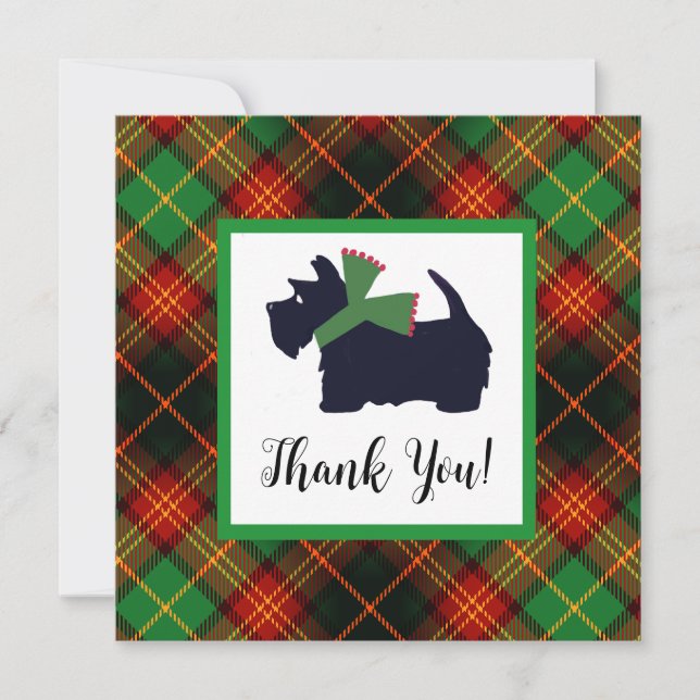 Scottish Terrier Plaid Holiday Carte de remercieme (Devant)