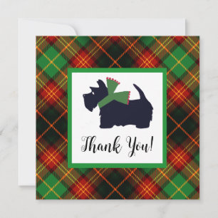 Scottish Terrier Plaid Holiday Carte de remercieme