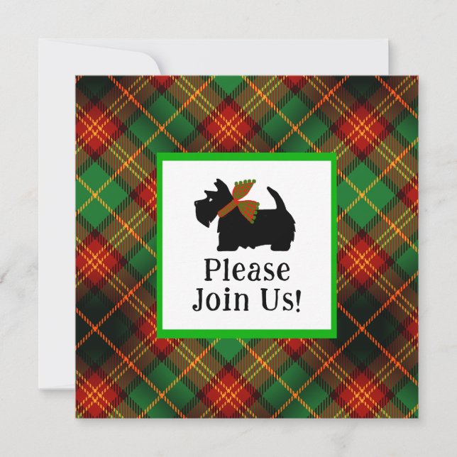 Scottish Terrier Plaid Holiday Invitation (Devant)
