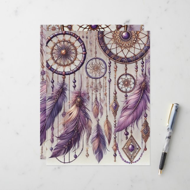 Scrapbook Motif Boho Purple & Gold (Devant/Arrière en situation)