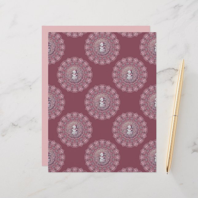 Scrapbook Whimssman rose Snowman Polka Dot Mandala (Devant/Arrière en situation)