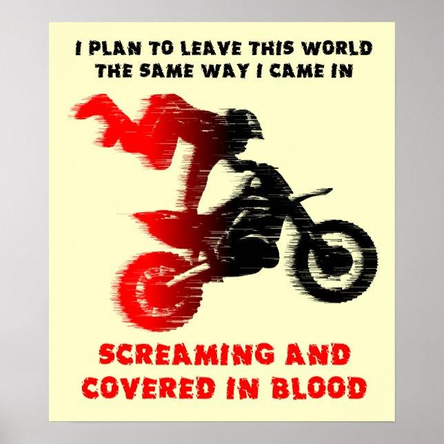 Screaming Blood Dirt Bike Motocross Print Poster (Devant)