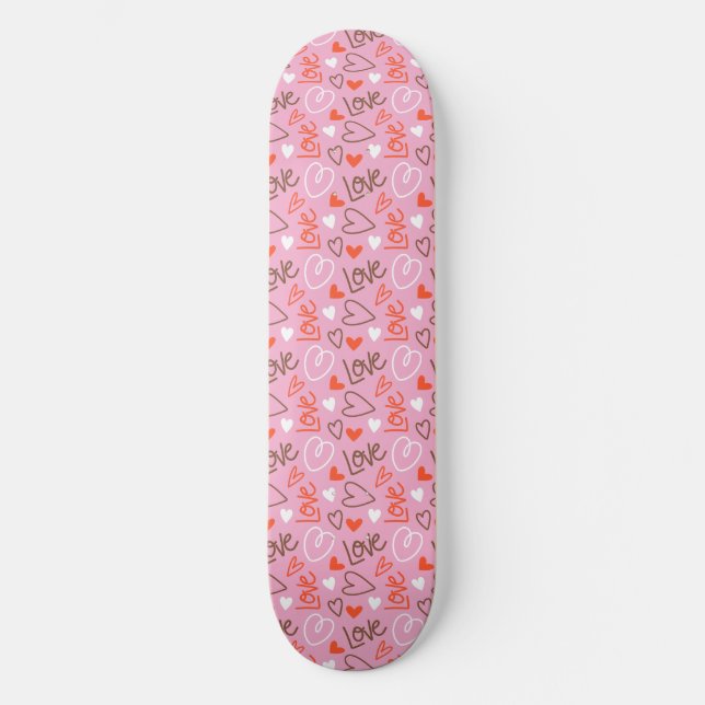 Scribbled Love Hearts Skateboard (Recto)