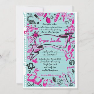 Scribbles Invitation noir et rose