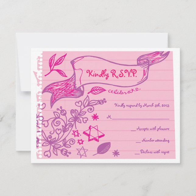 SCRIBBLES sur NOTEPAPER Bat Bat mitzvah Carte de r (Devant)