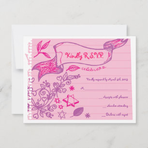 SCRIBBLES sur NOTEPAPER Bat Bat mitzvah Carte de r