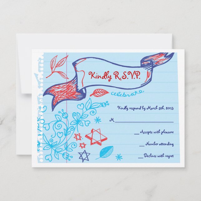 SCRIBBLES sur NOTEPAPER Bat Bat mitzvah Carte de r (Devant)
