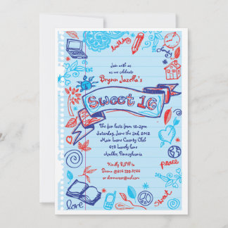SCRIBBLES sur NOTEPAPER Sweet 16 Invitation