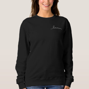 Script "Amour" noir et blanc Sweatshirt à col crép