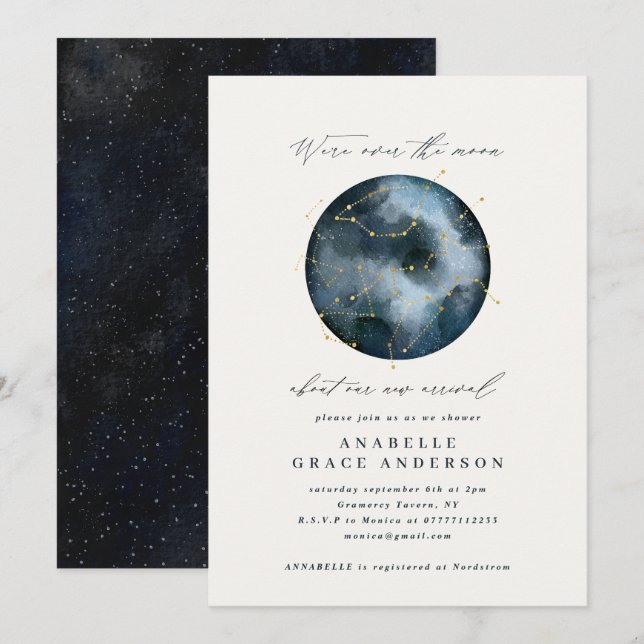 Script astrologique aquarelle étoile lune céleste (Devant / Derrière)