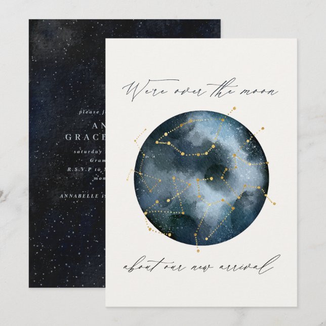 Script astrologique aquarelle étoile lune céleste (Devant / Derrière)