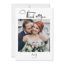 Script avec cœurs Mariage Monogramme Merci
