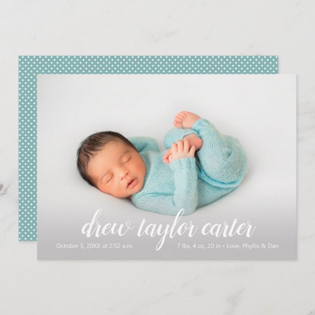Script Baby Photo Faire-part de naissance (Devant / Derrière)