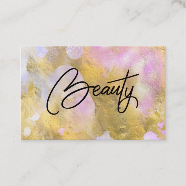 *~* Script BEAUTY Gold Foil Rainbow Carte de visit (Devant)