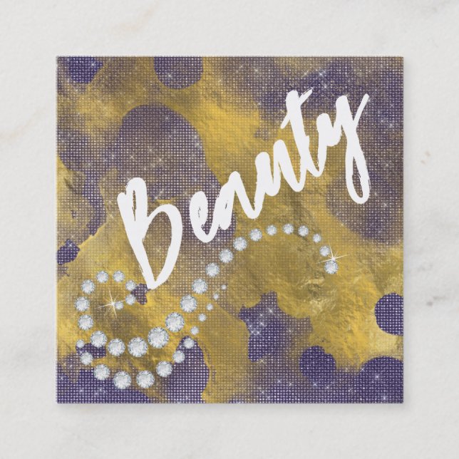 *~* Script BEAUTY Purple Gold Foil Carte de visite (Devant)