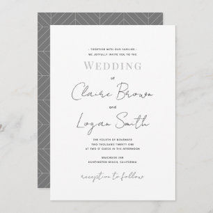 Script blanc Faire-part de mariage moderne