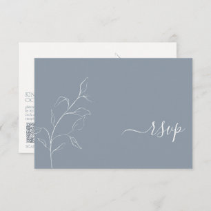 Script bleu foncé moderne Botanique QR Code RSVP