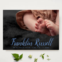 SCRIPT bleu Nom garçon Baby Faire-part de naissanc