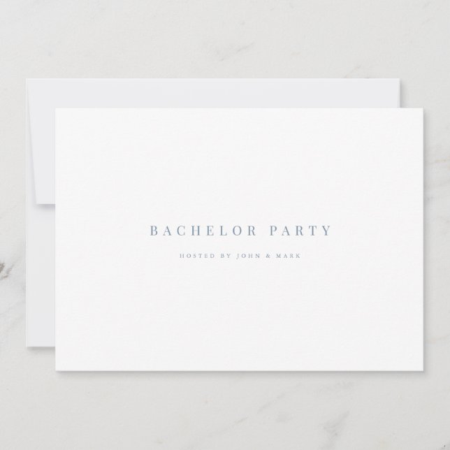 Script Blue & White Bachelor party Carte d'invitat (Devant)