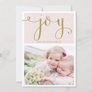 Script Blush & Gold Joy Carte photo de vacances