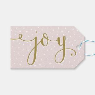 Script Blush & Gold Joy   Étiquette cadeau de vaca