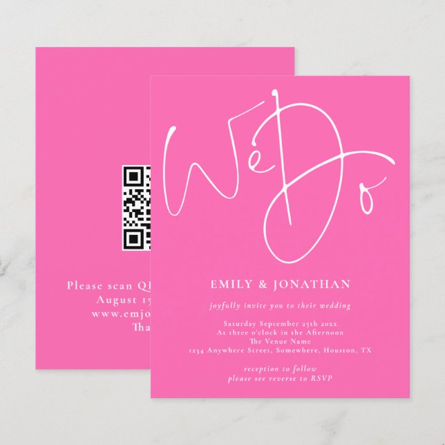 Script budgétaire Nous faisons Hot Rose Faire-part (Devant / Derrière)