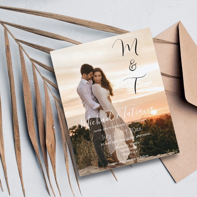 script chic moderne mariage photo invitation (Créateur téléchargé)