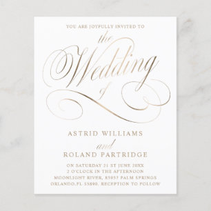 Script classique budget Mariage blanc et or