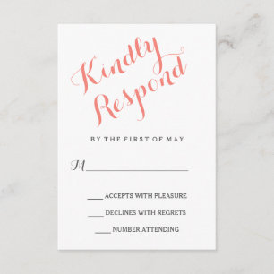 Script classique   Carte RSVP Mariage élégant