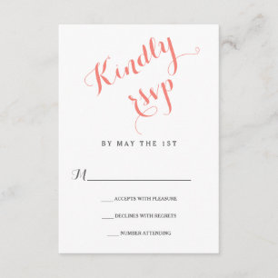 Script classique   Carte RSVP Mariage élégant