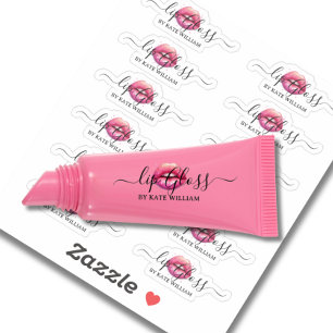 Script Clear Rose Lip Gloss Étiquettes