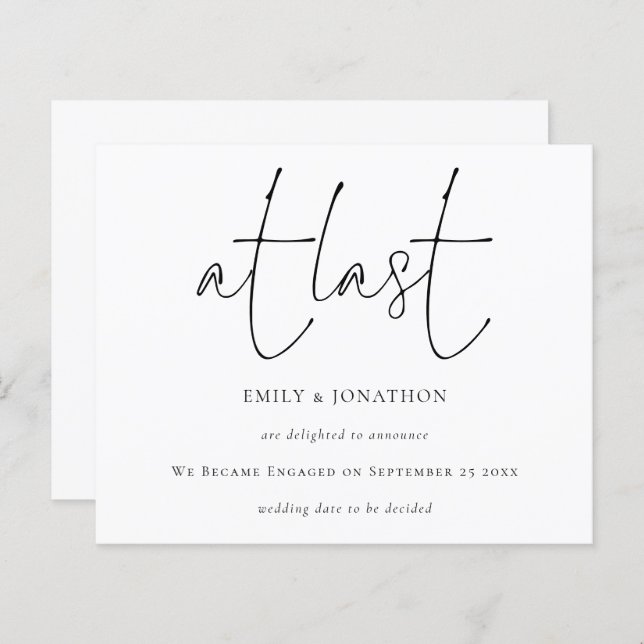 Script de budget au Faire-part Fiançailles Dernier (Devant / Derrière)