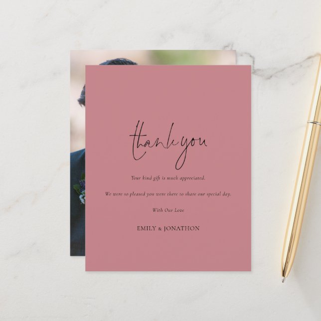 Script de budget Photo Rose poussiéreuse Mariage M (Devant/Arrière en situation)