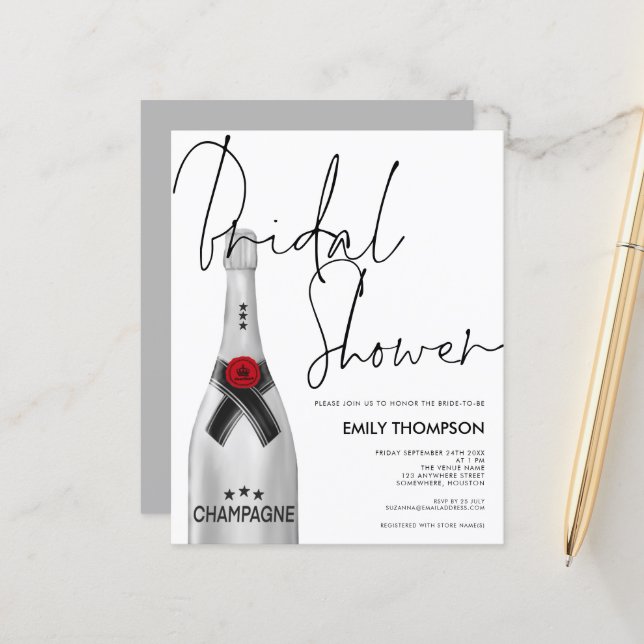 Script de champagne argent budget Fête des mariées (Devant/Arrière en situation)