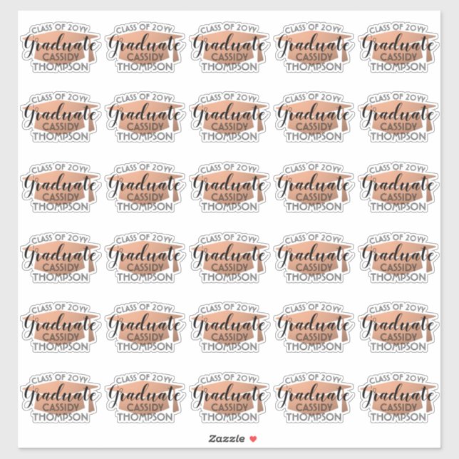 Script de graduation Cuivre moderne et Stickers no (Feuille)
