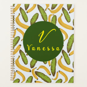 Script de monogramme de feuille de banane tropical