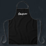 Script de nom moderne chic tablier personnalisé<br><div class="desc">Voici le design chic Modern Name Script Custom Apron, un accessoire élégant et personnalisé pour les amateurs de cuisines, les amis culinaires, les jardiniers et les artistes. Ce tablier au design épuré et minimaliste présente un jeu de couleurs noir et blanc et une police de caractères chic. Faites de ce...</div>