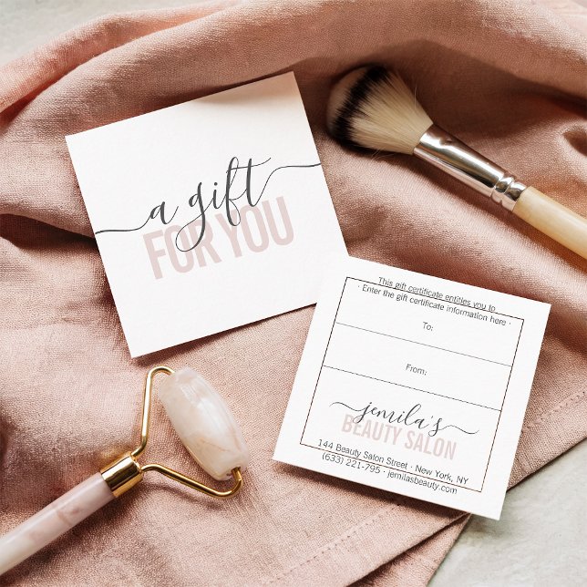 Script de salon de beauté de certificat cadeau ros (Blush pink gift certificate beauty salon script)