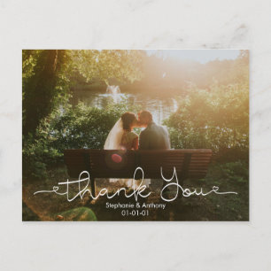 Script Doodle Mariage photo Carte de remerciements