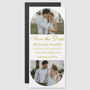 script doré 2 photos d'arch save the date aimant