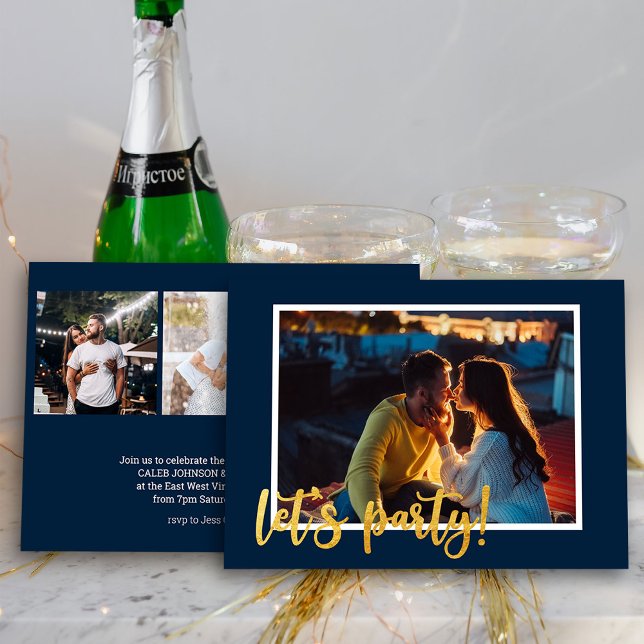 Script doré pour invitation de fiançailles photo 4 (Photo Engagement Party Invite from my Engagement Party Invitations Collection)