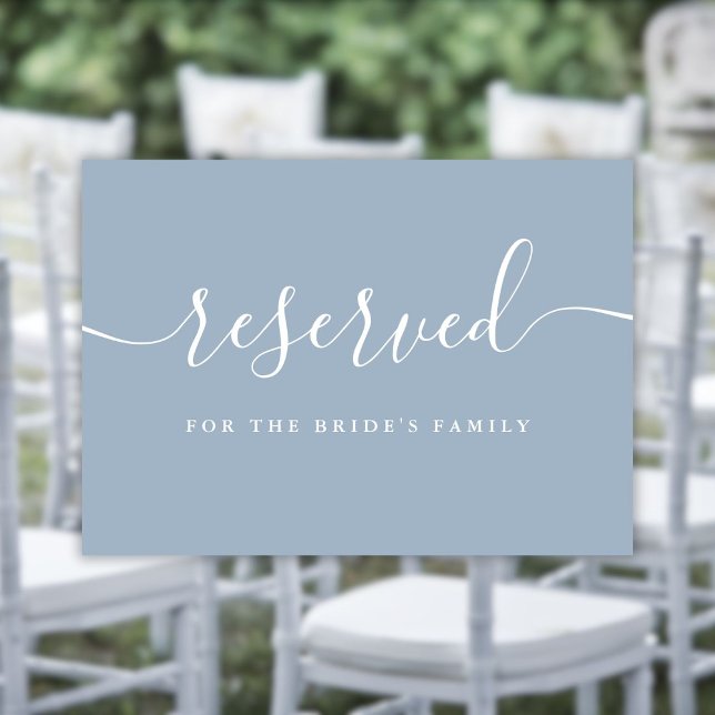 Script Dusty Blue Mariage Réservé Chaise Connexion (Script Dusty Blue Wedding Reserved Chair Sign)